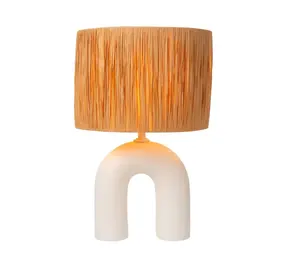 Lucide LED Tafellamp - RONDA - 1x E27 Fitting - Rattan Kap - Keramische Basis - 28x28x45cm - Wit - Niet Dimbaar - Binnengebruik Lucide LED Tafellamp - RONDA - 1x E27 Fitting - Rattan Kap - Keramische Basis - 28x28x45cm - Wit - Niet Dimbaar - Binnengebruik