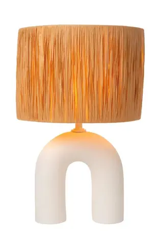 Lucide LED Tafellamp - RONDA - 1x E27 Fitting - Rattan Kap - Keramische Basis - 28x28x45cm - Wit - Niet Dimbaar - Binnengebruik Lucide LED Tafellamp - RONDA - 1x E27 Fitting - Rattan Kap - Keramische Basis - 28x28x45cm - Wit - Niet Dimbaar - Binnengebruik