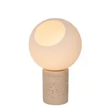 Lucide LED Tafellamp - DAVIN - Ø15cm - 1x E27 Fitting - Opalen Glas - Travertin Voet - Binnenverlichting - Niet Dimbaar Lucide LED Tafellamp - DAVIN - Ø15cm - 1x E27 Fitting - Opalen Glas - Travertin Voet - Binnenverlichting - Niet Dimbaar