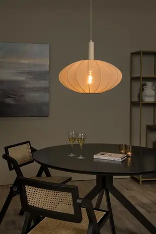 Lucide  LED Hanglamp - CORINA - Ø 50 cm - 1xE27 - Crème - Dimbaar - Geschikt voor LED - Verstelbare Hoogte - Modern Design - 40W - 230V - Woonkamer Lucide  LED Hanglamp - CORINA - Ø 50 cm - 1xE27 - Crème - Dimbaar - Geschikt voor LED - Verstelbare Hoogte - Modern Design - 40W - 230V - Woonkamer