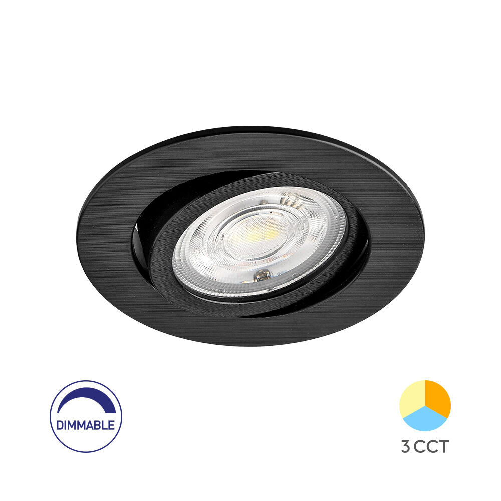 Braytron LED inbouwspot - 7W  DIM CCT - Zaagmaat 70mm - Buitenmaat 85mm - Zwart Braytron LED inbouwspot - 7W  DIM CCT - Zaagmaat 70mm - Buitenmaat 85mm - Zwart