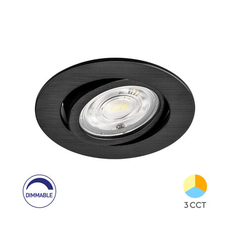 Braytron LED inbouwspot - 7W  DIM CCT - Zaagmaat 70mm - Buitenmaat 85mm - Zwart Braytron LED inbouwspot - 7W  DIM CCT - Zaagmaat 70mm - Buitenmaat 85mm - Zwart