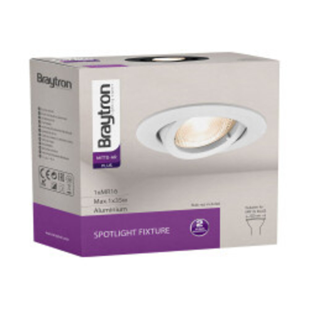 Braytron LED Inbouwspot kantelbaar - Zaagmaat 70mm - Buitenmaat 82mm - Mat zwart Braytron LED Inbouwspot kantelbaar - Zaagmaat 70mm - Buitenmaat 82mm - Mat zwart