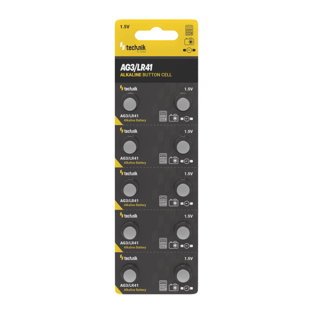 Technik Platinum Coin Cell Alkaline - AG3 / LR41 / 192 / 392 - 1,5V - 10 Stuks | Knoopcel Batterij Technik Platinum Coin Cell Alkaline - AG3 / LR41 / 192 / 392 - 1,5V - 10 Stuks | Knoopcel Batterij