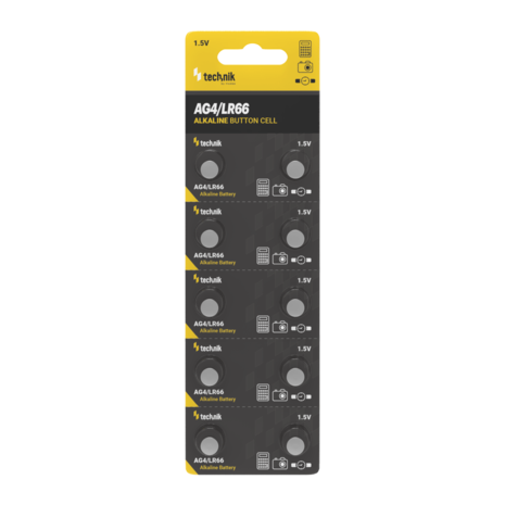 Technik Platinum Coin Cell Alkaline - 10 Stuks - AG4 / LR66 / 177 / 377 - 1,5V | Knoopcelbatterij Technik Platinum Coin Cell Alkaline - 10 Stuks - AG4 / LR66 / 177 / 377 - 1,5V | Knoopcelbatterij