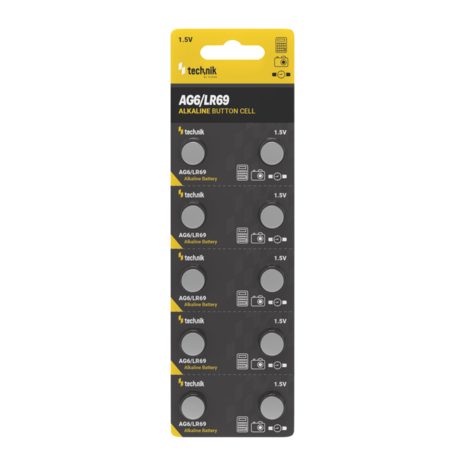 Technik Platinum Coin Cell Alkaline - 10 Stuks - AG6 / LR69 / 171 / 371 - 1,5V B10 | Knoopcelbatterij Technik Platinum Coin Cell Alkaline - 10 Stuks - AG6 / LR69 / 171 / 371 - 1,5V B10 | Knoopcelbatterij