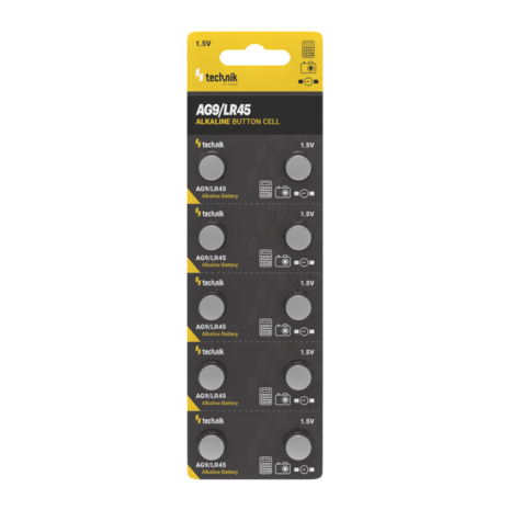 Technik Platinum Coin Cell Alkaline - 10 Stuks - AG9 / LR45 / 194 / 394 - 1,5V - B10 | Knoopcelbatterij Technik Platinum Coin Cell Alkaline - 10 Stuks - AG9 / LR45 / 194 / 394 - 1,5V - B10 | Knoopcelbatterij