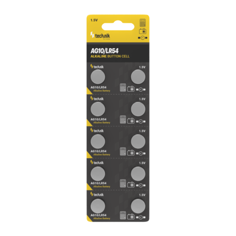 Technik Platinum Coin Cell Alkaline - 10 Stuks - AG10 / LR54 / 189 / 389 - 1,5V - B10 | Knoopcelbatterij Technik Platinum Coin Cell Alkaline - 10 Stuks - AG10 / LR54 / 189 / 389 - 1,5V - B10 | Knoopcelbatterij