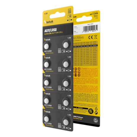 Technik Platinum Coin Cell Alkaline - 10 Stuks - AG11 / LR58 / 162 / 362 - 1,5V - B10 | Knoopcelbatterij Technik Platinum Coin Cell Alkaline - 10 Stuks - AG11 / LR58 / 162 / 362 - 1,5V - B10 | Knoopcelbatterij