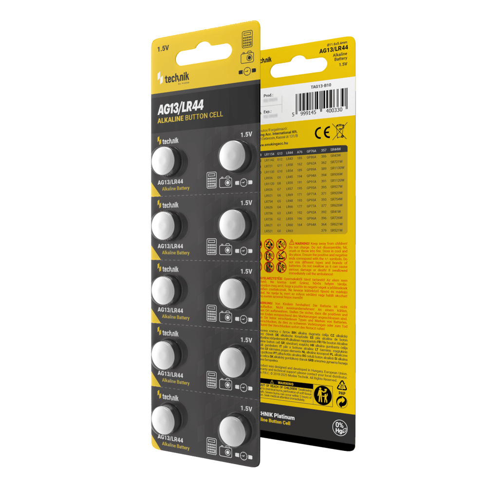 Technik Platinum Alkaline - 10 Stuks -AG13 / LR44 / A76 / 357 - 1,5V - B10 | Knoopcelbatterij Technik Platinum Alkaline - 10 Stuks -AG13 / LR44 / A76 / 357 - 1,5V - B10 | Knoopcelbatterij
