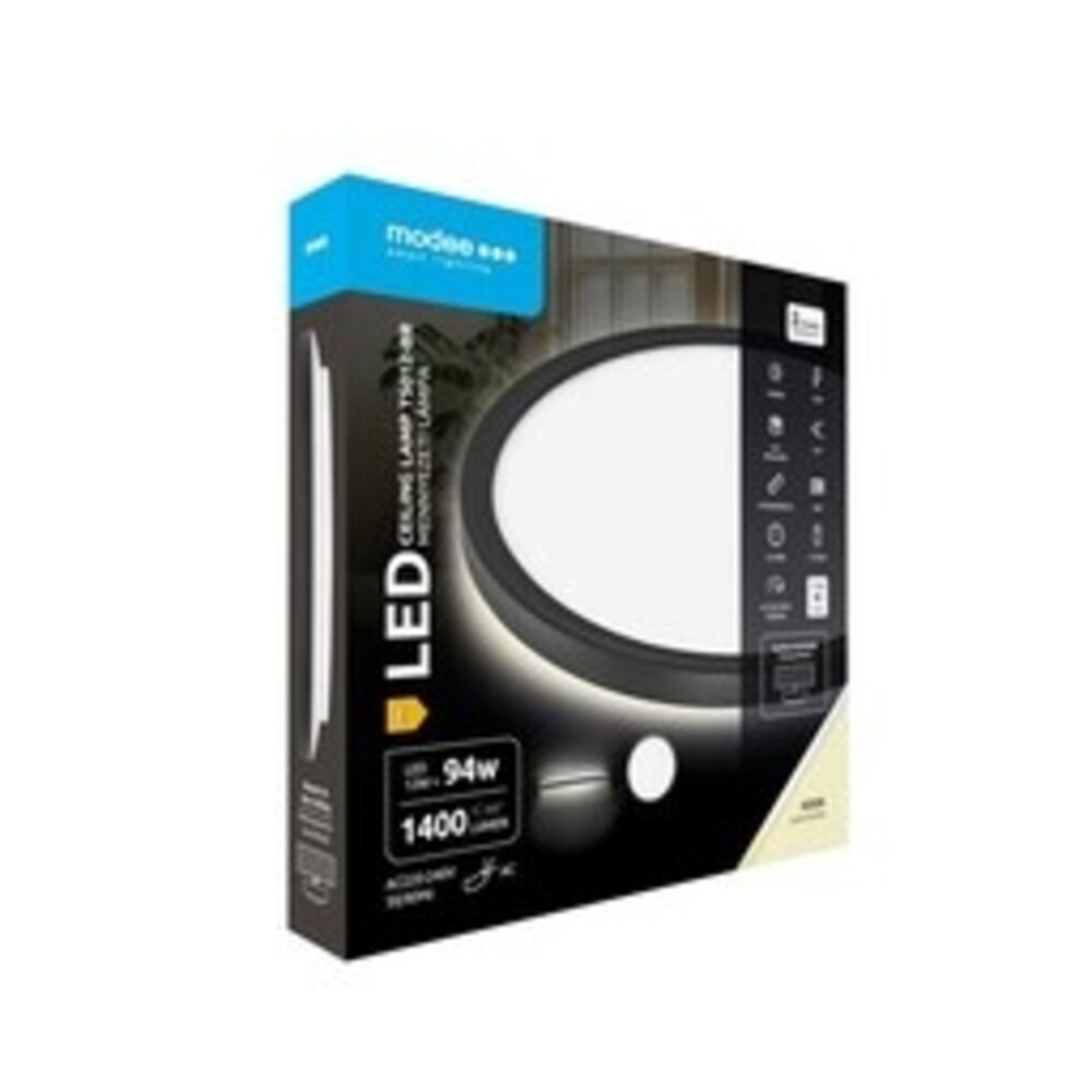 Modee LED Plafondlamp - Zwart - Rond - 12W 1400lm - 4000K Helder Wit  | 190x28mm Modee LED Plafondlamp - Zwart - Rond - 12W 1400lm - 4000K Helder Wit  | 190x28mm