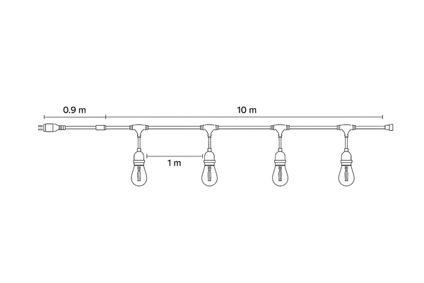 Kobi Prikkabel lichtslinger 10m - incl. 10x 1W E27 LED lamp Kobi Prikkabel lichtslinger 10m - incl. 10x 1W E27 LED lamp