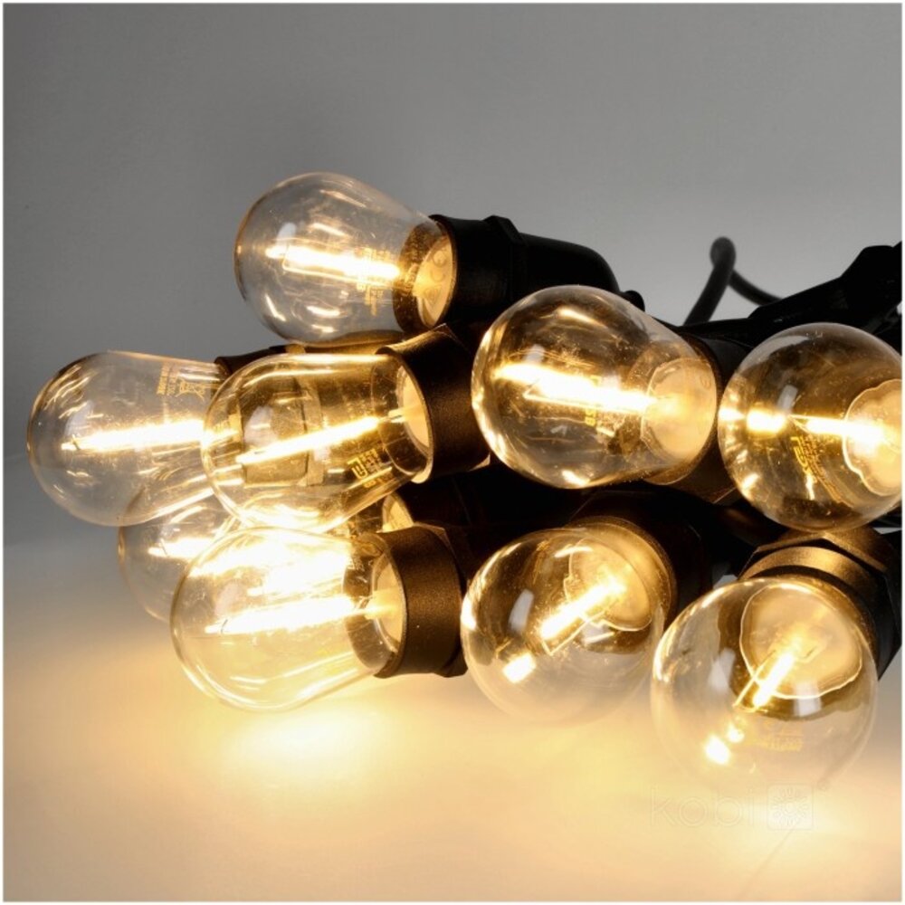 Kobi Prikkabel lichtslinger 10m - incl. 10x 1W E27 LED lamp Kobi Prikkabel lichtslinger 10m - incl. 10x 1W E27 LED lamp