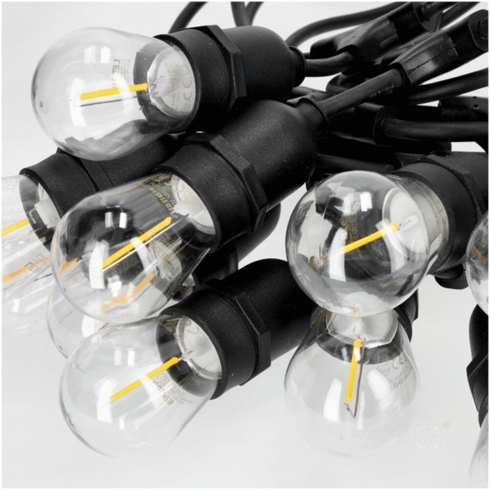 Kobi Prikkabel lichtslinger 10m - incl. 10x 1W E27 LED lamp Kobi Prikkabel lichtslinger 10m - incl. 10x 1W E27 LED lamp