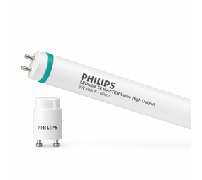 Philips officieel distributeur LED Buis T8 MASTER Value (EM/Mains) High Output 8W 1050lm - 840 Koel Wit | 60cm - Vervangt 18W
