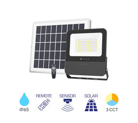 Braytron LED Solar Schijnwerper incl. sensor - 250W 3000lm - Lichtkleur verstelbaar - IP65 Braytron LED Solar Schijnwerper incl. sensor - 250W 3000lm - Lichtkleur verstelbaar - IP65
