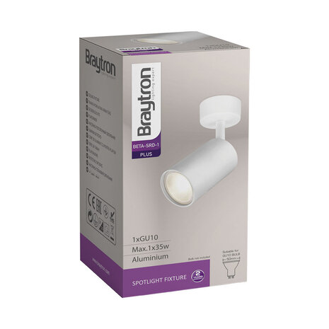 Braytron LED Plafondspot - GU10 fitting - 55x130mm - Mat wit - ronde plafondplaat Braytron LED Plafondspot - GU10 fitting - 55x130mm - Mat wit - ronde plafondplaat