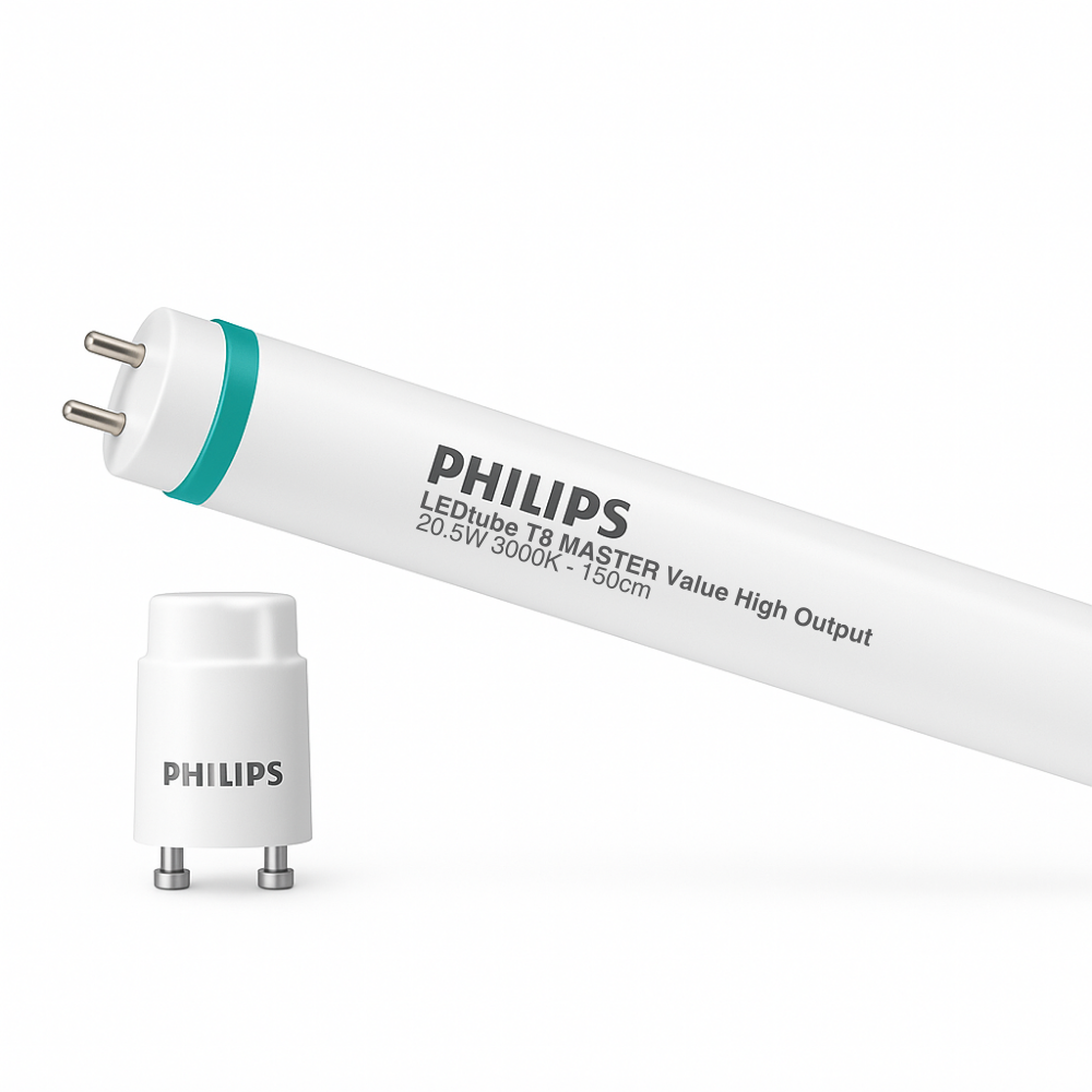 Philips officieel distributeur  LED Buis T8 MASTER Value (EM/Mains) High Output 20.5W 2900lm - 830 Warm Wit | 150cm - Vervangt 58W