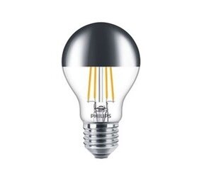 Philips officieel distributeur LED Bulb - E27 Fitting - Peer Spiegel Zilver - 7.2W 650Lm - 827 Zeer Warm Wit | Dimbaar - Vervangt 60W