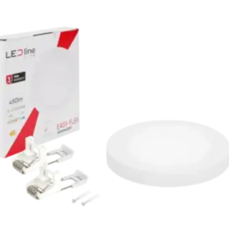 LED Line LED Downlight - Rond - EASY FLEX - IP20 - 6W 450lm - 4000K Helder wit licht - Wit - Opbouw/Inbouw | Ø140mm - Zaagmaat 65-102mm LED Line LED Downlight - Rond - EASY FLEX - IP20 - 6W 450lm - 4000K Helder wit licht - Wit - Opbouw/Inbouw | Ø140mm - Zaagmaat 65-102mm