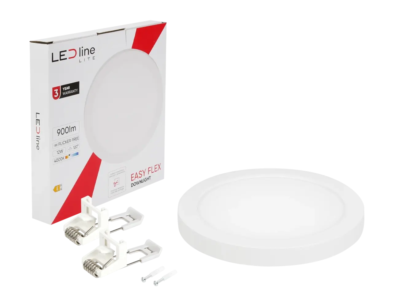 LED Line LED Downlight - Rond - EASY FLEX - IP20 - 12W 900lm - 4000K Helder Wit - Wit - Opbouw/Inbouw | Ø170mm Zaagmaat 65-130mm LED Line LED Downlight - Rond - EASY FLEX - IP20 - 12W 900lm - 4000K Helder Wit - Wit - Opbouw/Inbouw | Ø170mm Zaagmaat 65-130mm