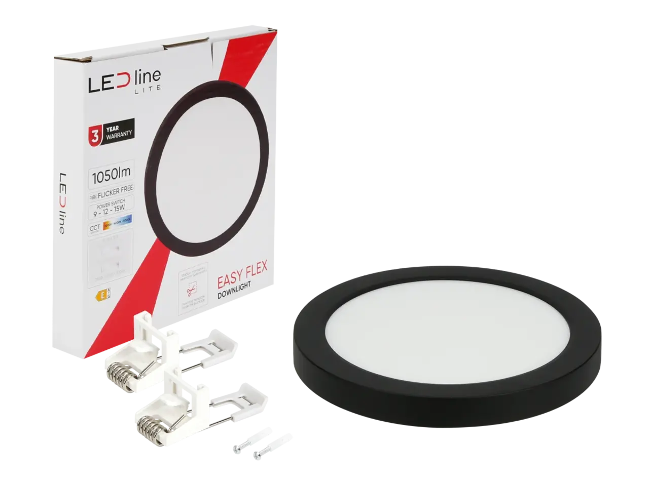 LED Line LED Downlight - Rond - IP20 - LITE - EASY FLEX - 9-12W 1050lm - CCT 3000K/4000K/5000K - Zwart - Inbouw/Opbouw | Ø170mm Zaagmaat 65-130mm LED Line LED Downlight - Rond - IP20 - LITE - EASY FLEX - 9-12W 1050lm - CCT 3000K/4000K/5000K - Zwart - Inbouw/Opbouw | Ø170mm Zaagmaat 65-130mm