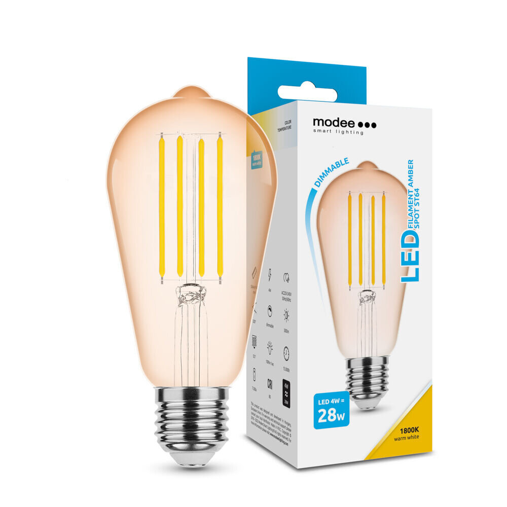 Modee LED Filament lamp - E27 fitting ST64 -1800K - 4W - 300lm Dimbaar Modee LED Filament lamp - E27 fitting ST64 -1800K - 4W - 300lm Dimbaar