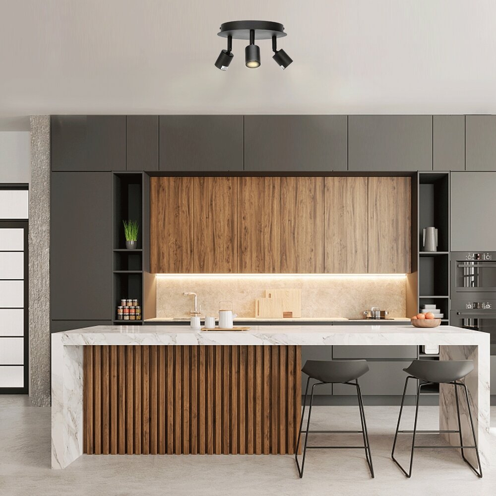 Aigostar OP=OP LED Plafondspot - 3x GU10 fitting - Excl. lichtbron - Zwart - Rond