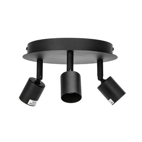Aigostar OP=OP LED Plafondspot - 3x GU10 fitting - Excl. lichtbron - Zwart - Rond