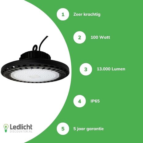 LCB LED High Bay UFO IP65 - 100W 15.000Lm | 1-10V Dimbaar - 5 jaar garantie - Kies lichtkleur LCB LED High Bay UFO IP65 - 100W 15.000Lm | 1-10V Dimbaar - 5 jaar garantie - Kies lichtkleur