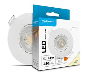 Modee LED inbouwspot Wit- 4,9W vervangt 41W - 480lm - 4000K - Kantelbaar - Niet Dimbaar - D90xH22mm Modee LED inbouwspot Wit- 4,9W vervangt 41W - 480lm - 4000K - Kantelbaar - Niet Dimbaar - D90xH22mm