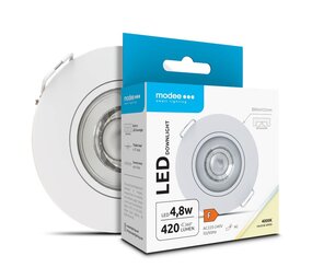Modee LED inbouwspot Wit- 4,8W - 420lm - 4000K - Kantelbaar - Niet Dimbaar - D80xH32mm