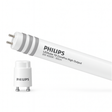 Philips LED Buis T8 CorePro (UN) High Output 8W 900lm - 840 Koel Wit | 60cm - Vervangt 18W