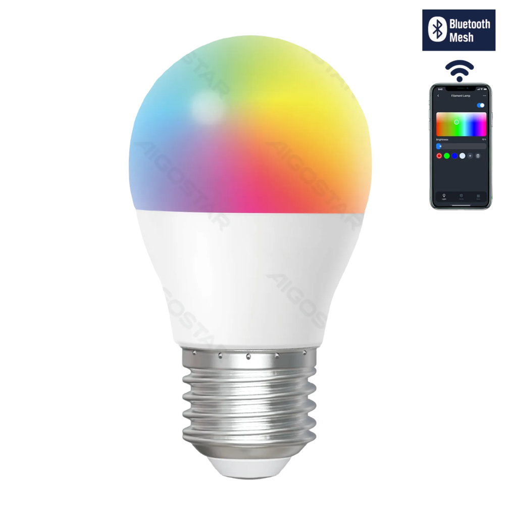 Aigostar LED Smart Lamp - E27 G45 - 4,9W - Bluetooth Mesh Aigostar LED Smart Lamp - E27 G45 - 4,9W - Bluetooth Mesh