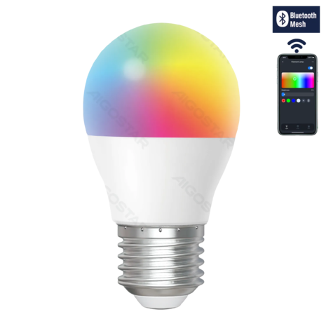 Aigostar LED Smart Lamp - E27 G45 - 4,9W - Bluetooth Mesh Aigostar LED Smart Lamp - E27 G45 - 4,9W - Bluetooth Mesh