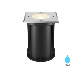 Braytron LED Grondspot Indus - 1xGU10 - 108x108mm - IP67 - Nikkel