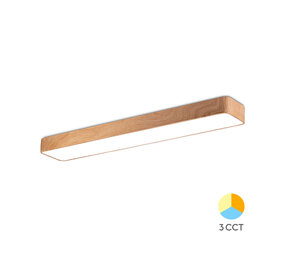 Braytron OP=OP LED Plafond Paneel - 45W 4650lm - 120x20x6cm - CCT - Hout look - Aluminium