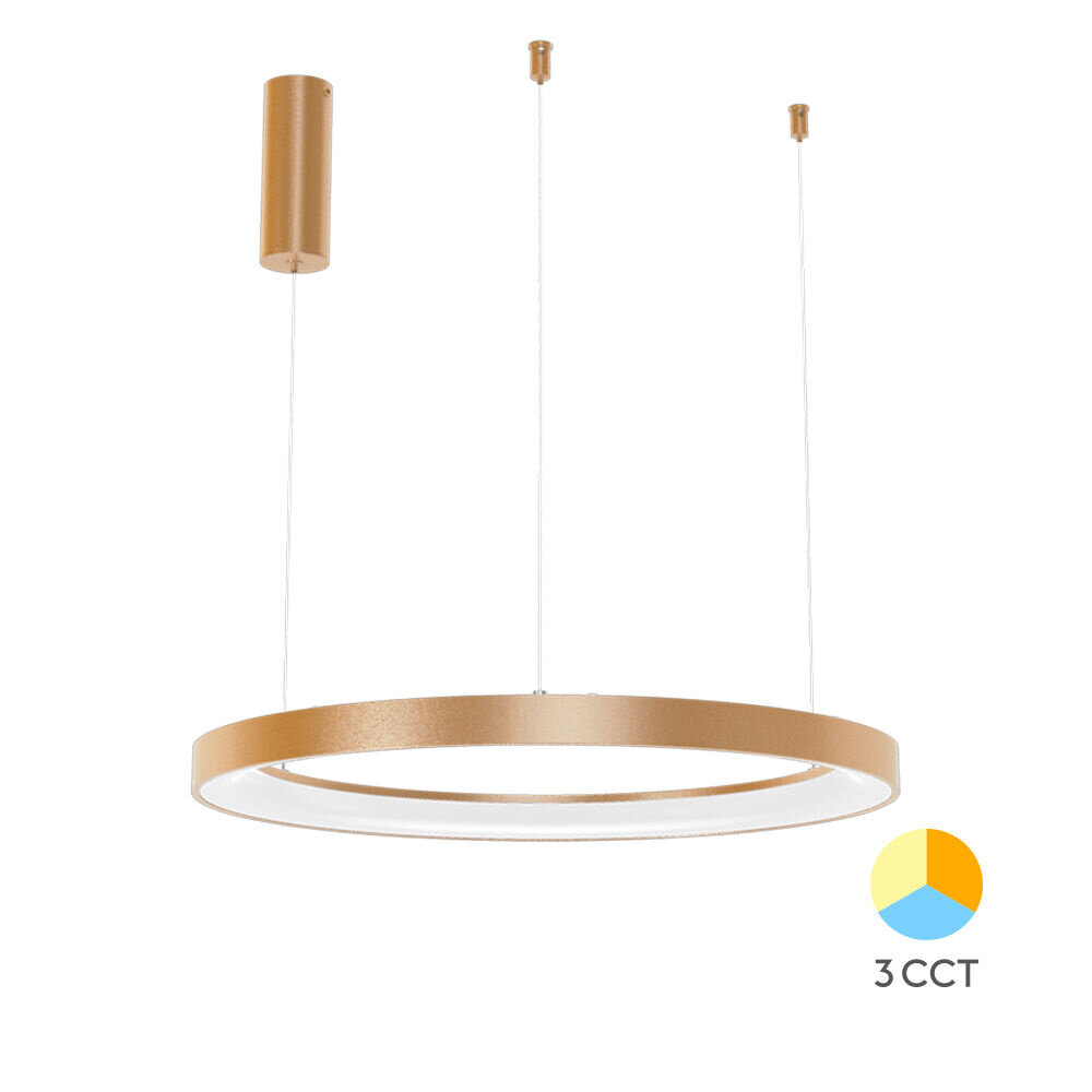 Braytron Op=Op LED Hanglamp Bella Ring - 46W 4260lm - Ø580mm - CCT 3000K/4000K/6000K - Goud - A Braytron Op=Op LED Hanglamp Bella Ring - 46W 4260lm - Ø580mm - CCT 3000K/4000K/6000K - Goud - A