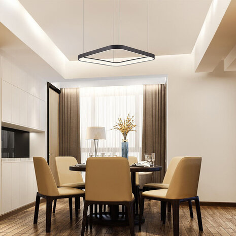 Braytron LED Hanglamp Bella Ring - 36W 4260lm - 480x480mm - CCT 3000K/4000K/6000K - Mat zwart Braytron LED Hanglamp Bella Ring - 36W 4260lm - 480x480mm - CCT 3000K/4000K/6000K - Mat zwart