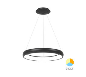 Braytron LED Hanglamp Bella Ring - 46W 4260lm - Ø580mm - CCT 3000K/4000K/6000K - Mat zwart - B Braytron LED Hanglamp Bella Ring - 46W 4260lm - Ø580mm - CCT 3000K/4000K/6000K - Mat zwart - B