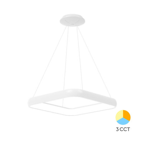 Braytron Op=Op LED Hanglamp Bella Ring - 46W 4260lm - 580x580mm - CCT 3000K/4000K/6000K - Wit - B Braytron Op=Op LED Hanglamp Bella Ring - 46W 4260lm - 580x580mm - CCT 3000K/4000K/6000K - Wit - B