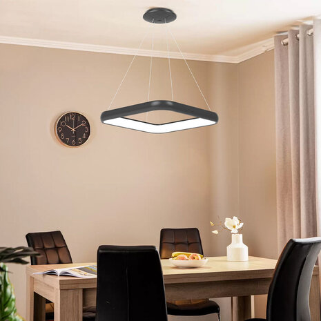 Braytron LED Hanglamp Bella Ring - 46W 4260lm - 580x580mm - CCT 3000K/4000K/6000K - Mat zwart - B Braytron LED Hanglamp Bella Ring - 46W 4260lm - 580x580mm - CCT 3000K/4000K/6000K - Mat zwart - B
