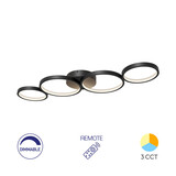 Braytron LED Plafondlamp Nela - 60W DIM 6050lm - CCT 3000K/4000K/6000K - Mat zwart - incl. afstandsbediening