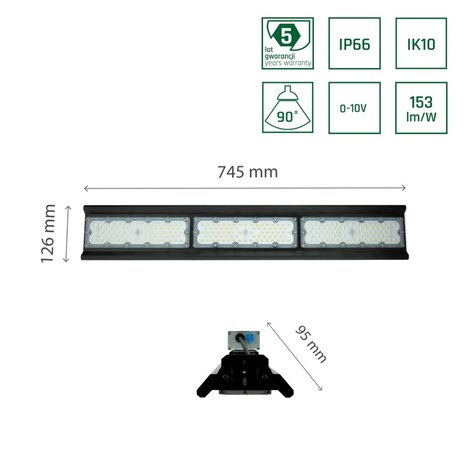 Spectrum LED High Bay Line - 150W DIM 23000lm - IP66 - 5 jaar garantie