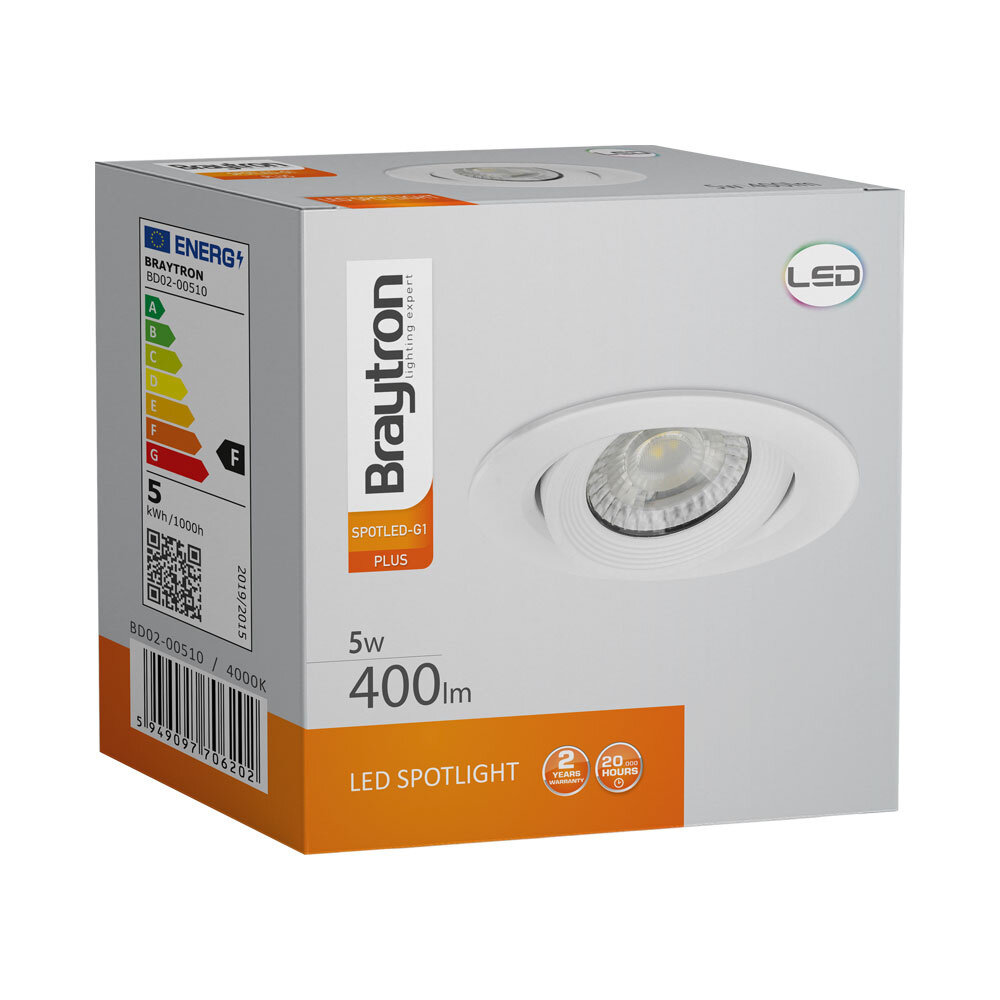 Braytron LED inbouwspot - 5W - CCT - Zaagmaat 75mm - Buitenmaat 90mm - Wit Braytron LED inbouwspot - 5W - CCT - Zaagmaat 75mm - Buitenmaat 90mm - Wit