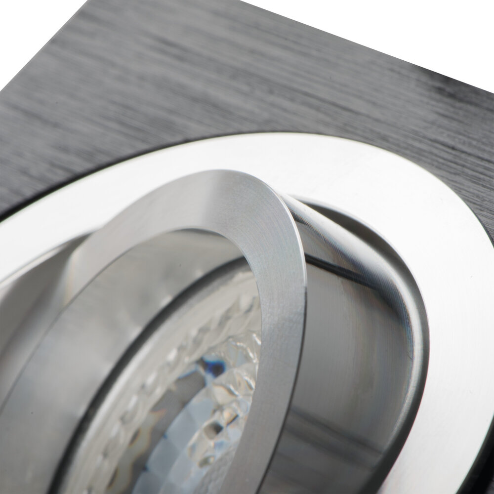 Kanlux LED inbouwspot  - Zaagmaat 80mm - Buitenmaat 90x90mm - Zwart - Chrome - Vierkant