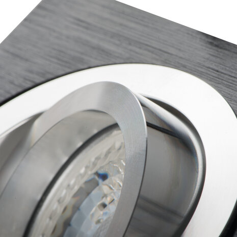 Kanlux LED inbouwspot  - Zaagmaat 80mm - Buitenmaat 90x90mm - Zwart - Chrome - Vierkant