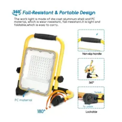 Aigostar LED Werklamp oplaadbaar IP65 - 50W 1400 Lumen - 6500K daglicht wit - Tot 12 uur gebruik Aigostar LED Werklamp oplaadbaar IP65 - 50W 1400 Lumen - 6500K daglicht wit - Tot 12 uur gebruik