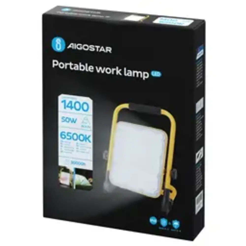 Aigostar LED Werklamp oplaadbaar IP65 - 50W 1400 Lumen - 6500K daglicht wit - Tot 12 uur gebruik Aigostar LED Werklamp oplaadbaar IP65 - 50W 1400 Lumen - 6500K daglicht wit - Tot 12 uur gebruik