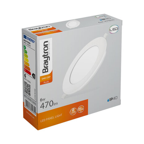 Braytron LED inbouwspot - 6W 470lm - 3000K - Rond - IP40 Braytron LED inbouwspot - 6W 470lm - 3000K - Rond - IP40